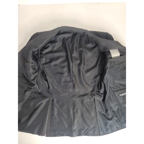 Tom Ford Blazer Mens SZ 52R (US 42) 100% Wool Black Gray Pinstripes Switzerland - Picture 5 of 16